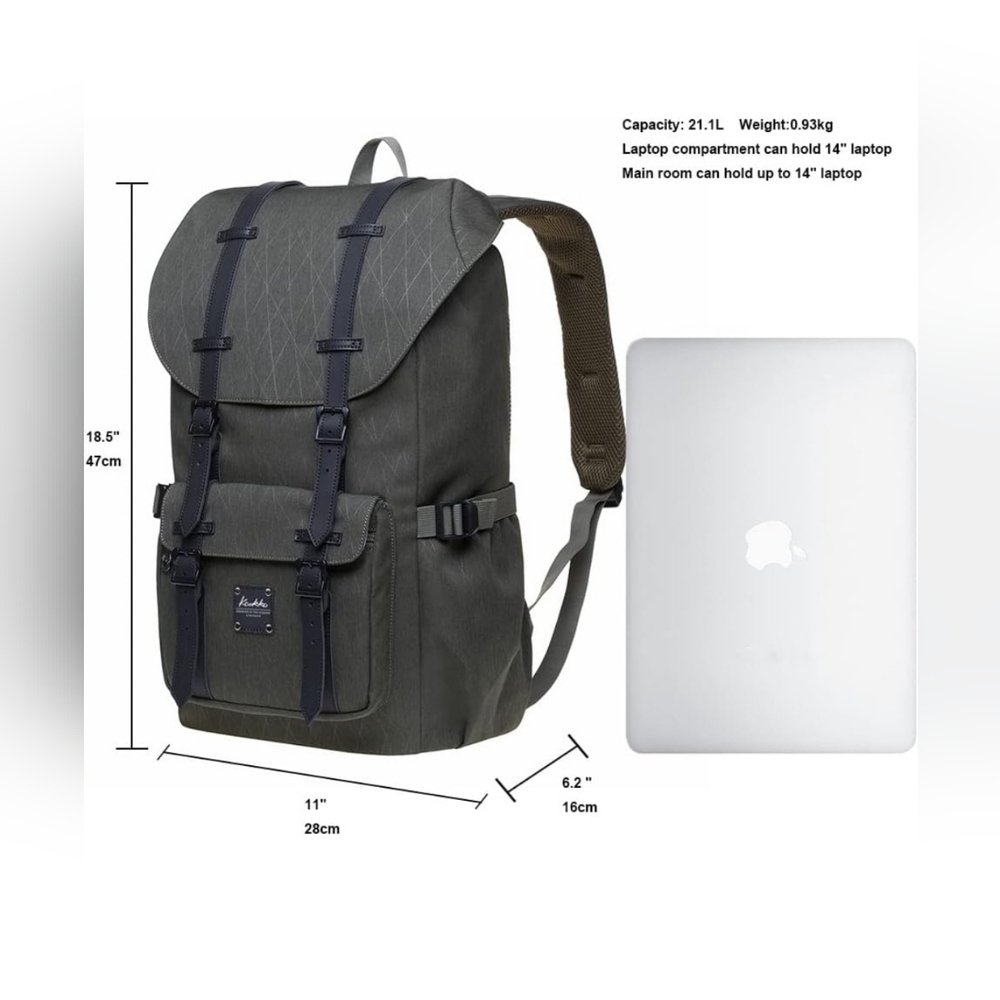 🔥KAUKKO🔥 Laptop Travel Backpack🔥 Outdoor Rucksack Fits 15.6 Inch Laptop NWT - Picture 4 of 7